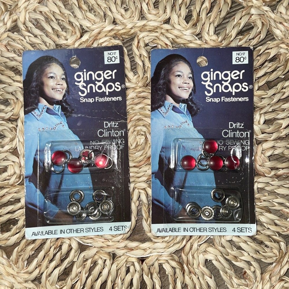 Vintage NOS Ginger Snap Fasteners Red No‎ Sew Dritz USA Risdon 8 Set Total